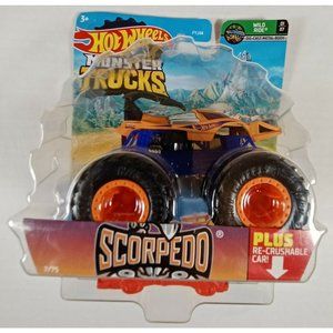 2021 Hot Wheels Monster Trucks Wild Ride, Scorpedo, 01/07, w/ Re-crushable Car